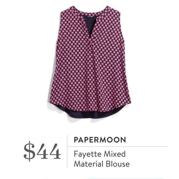 Papermoon SMALL Fayette Mixed Material Blouse - Stitch Fix Floral Sleeveless Top - Picture 7 of 13